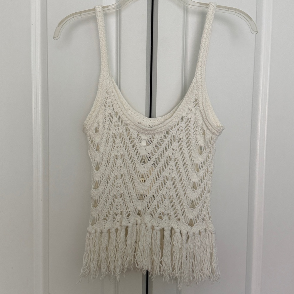 Victoria's Secret White Crochet Fringe Tank Top Boho Festival Size S - Picture 9 of 10
